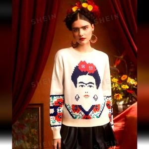NWT SHEIN X Colorful Frida Kahlo Sweater
